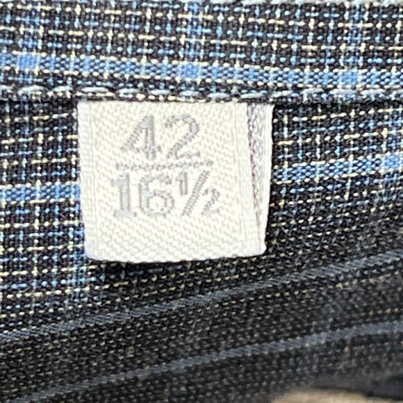 Ermenegildo Zegna Soft Men’s 42/16.5 Black Windowpane Shirt – Luxury Dress Shirt - Picture 4 of 7